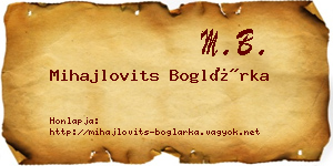 Mihajlovits Boglárka névjegykártya